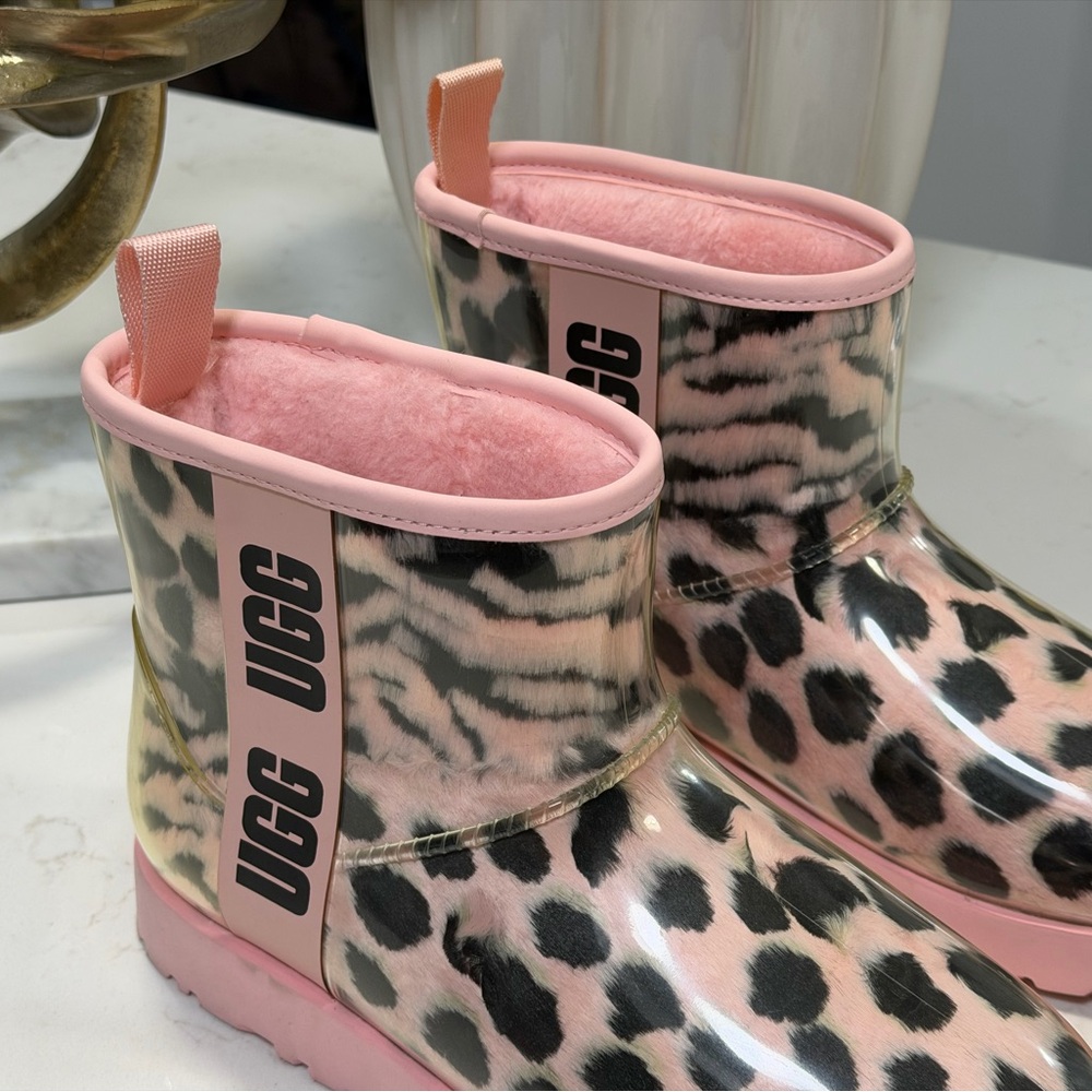 UGG Pink and Black Animal Print Boots - Picture 2 of 9